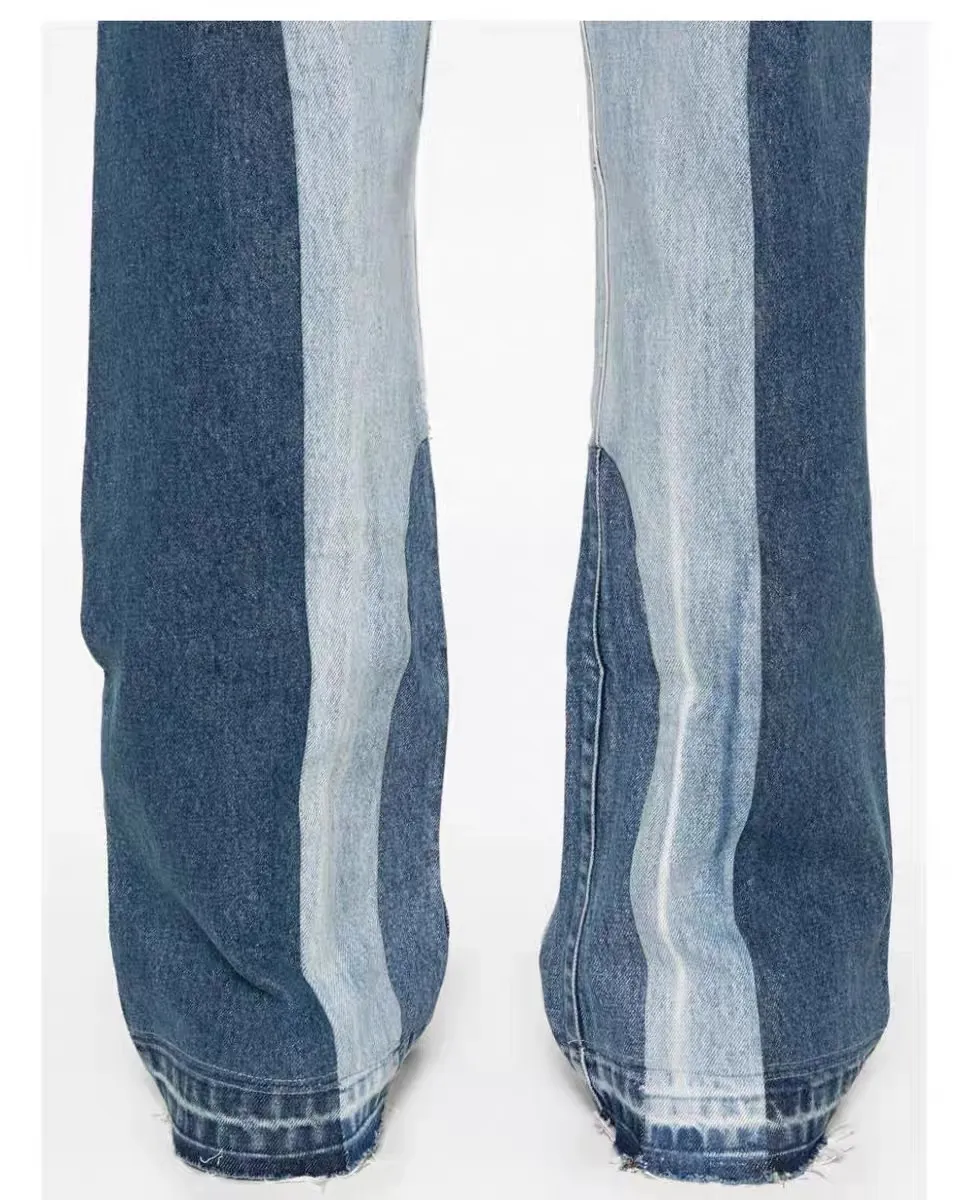 p270 646#Gallery Dept New style oval stitching washed blue stitching straight wide leg jeans American retro casual trousers washed blue S~XL